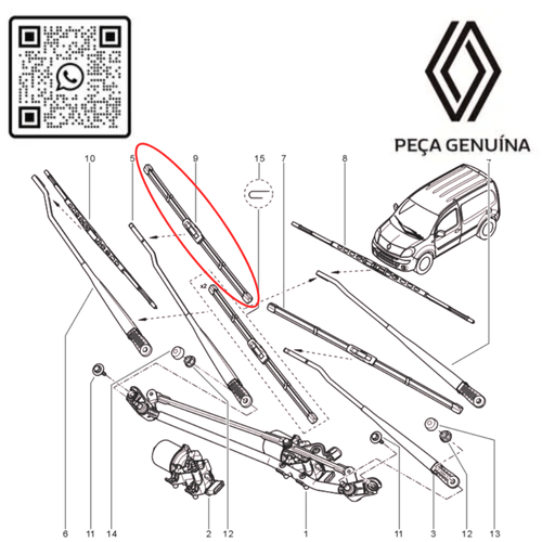 RN 068755  PALHETA DIREITA DO LIMPADOR DIANTEIRO 2022 EM DIANTE KANGOO ELETRICA 7701068755 -4-